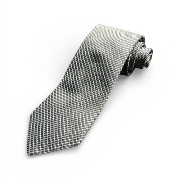 Charvet Paris Silver Blue Basket Weave Silk Tie - Picture 2 of 3